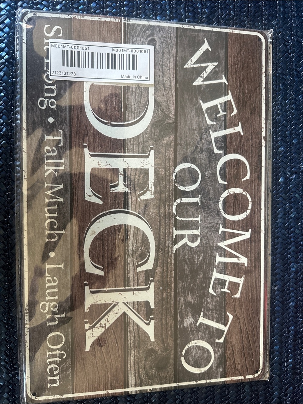 Brand New “Welcome to Our Deck” Rustic Brown Wall Sign